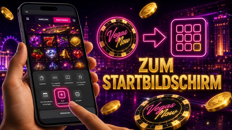 Vegas Now im mobilen Browser mit Verknüpfung am Startbildschirm statt nativer App